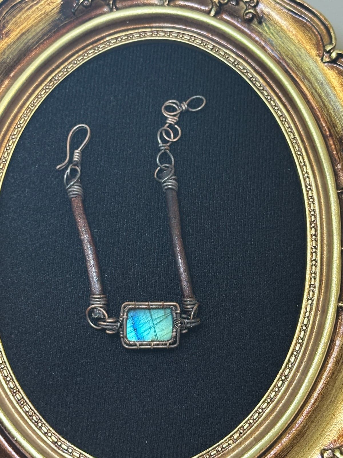 Labradorite Copper & Leather Bracelet