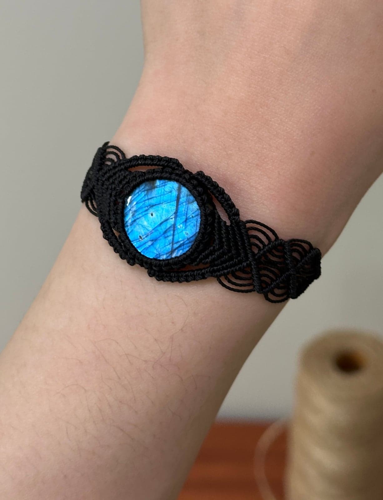 Aqua Blue Flash Macramé Bracelet
