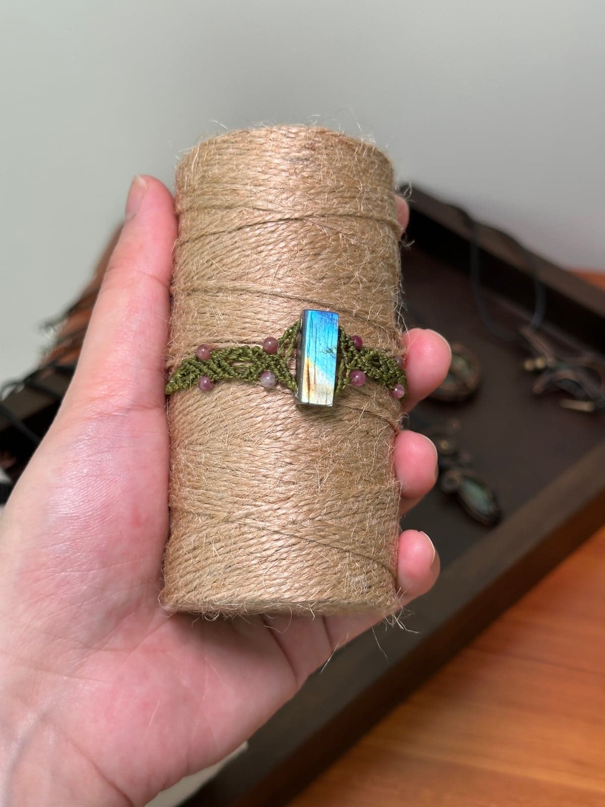 Moss Green Macramé Bracelet